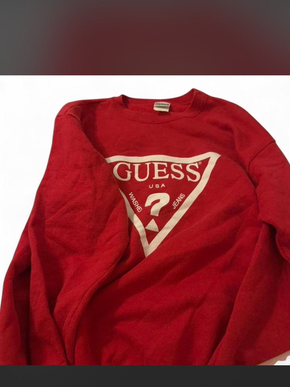 Guess Red Crewneck Sweatshirt with White Label